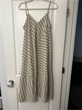 Neuflora Carmella dress - Striped Midi Slip Dress in Beige and Black NWOT